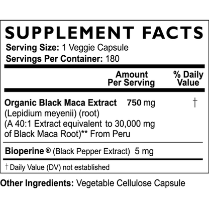 Black Maca Capsules 30,000 mg by Mother Nature Organics