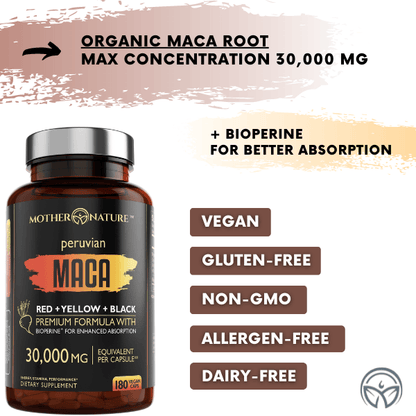 Maca Capsules Extra Strength by Mother Nature Organics