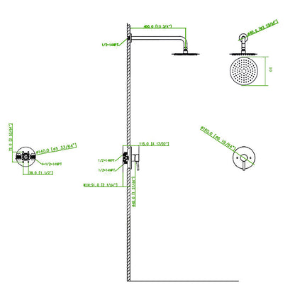 Wall Mounted Shower Faucet in Brushed nickel (Valve Included)