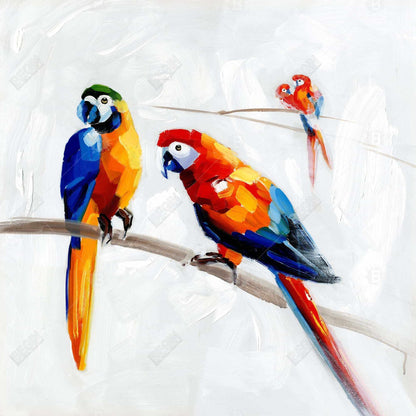 Parrots on a branch - 08x08 Print on canvas