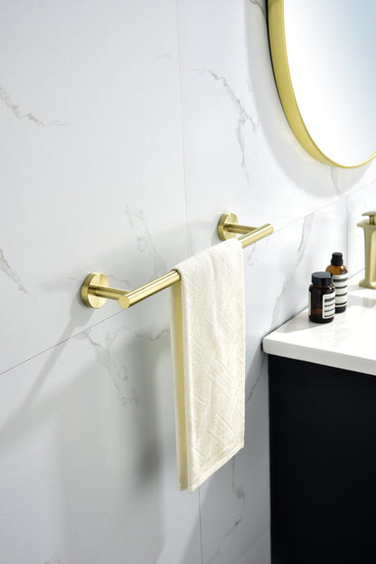 6-Pieces Brushed Gold Bathroom Hardware Set SUS304 Stainless Steel Round Wall Mounted Includes Hand Towel Bar,Toilet Paper Holder,Robe Towel Hooks,Bathroom Accessories Kit