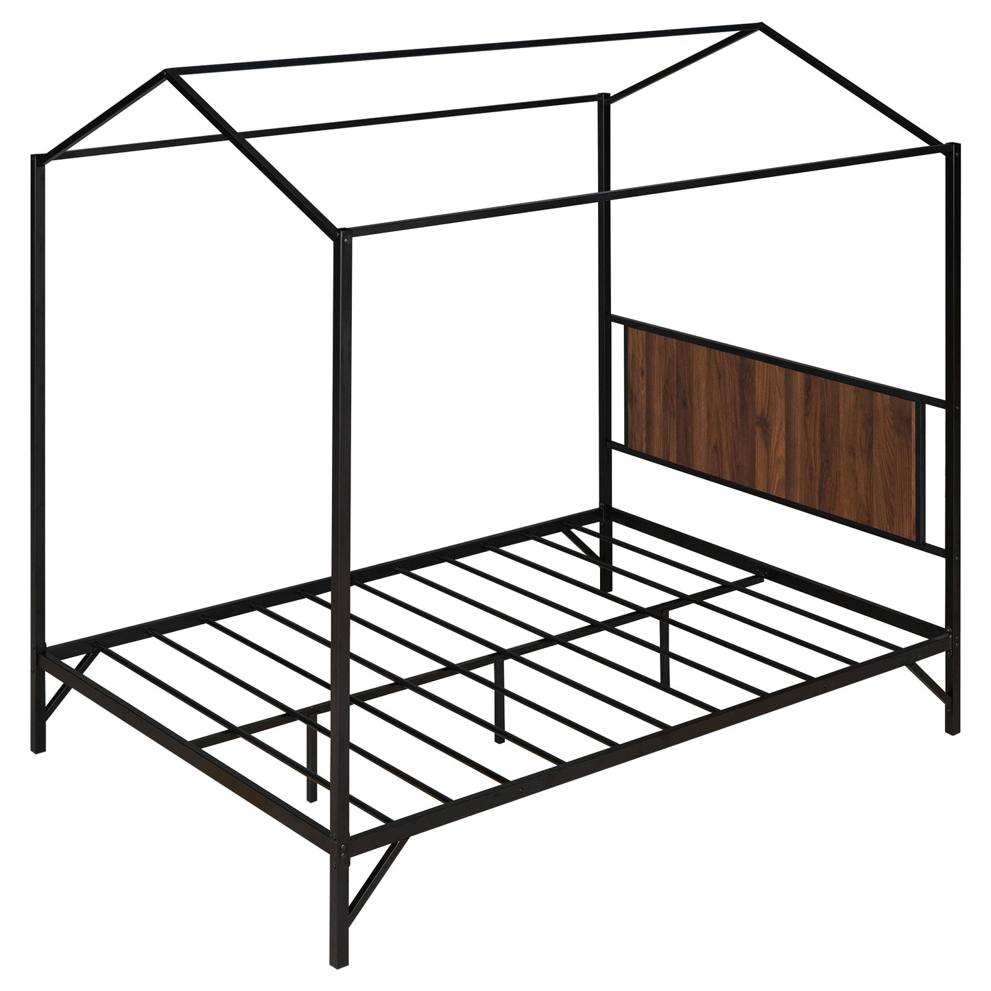 Full Size Metal House Shape Platform Bed,Black