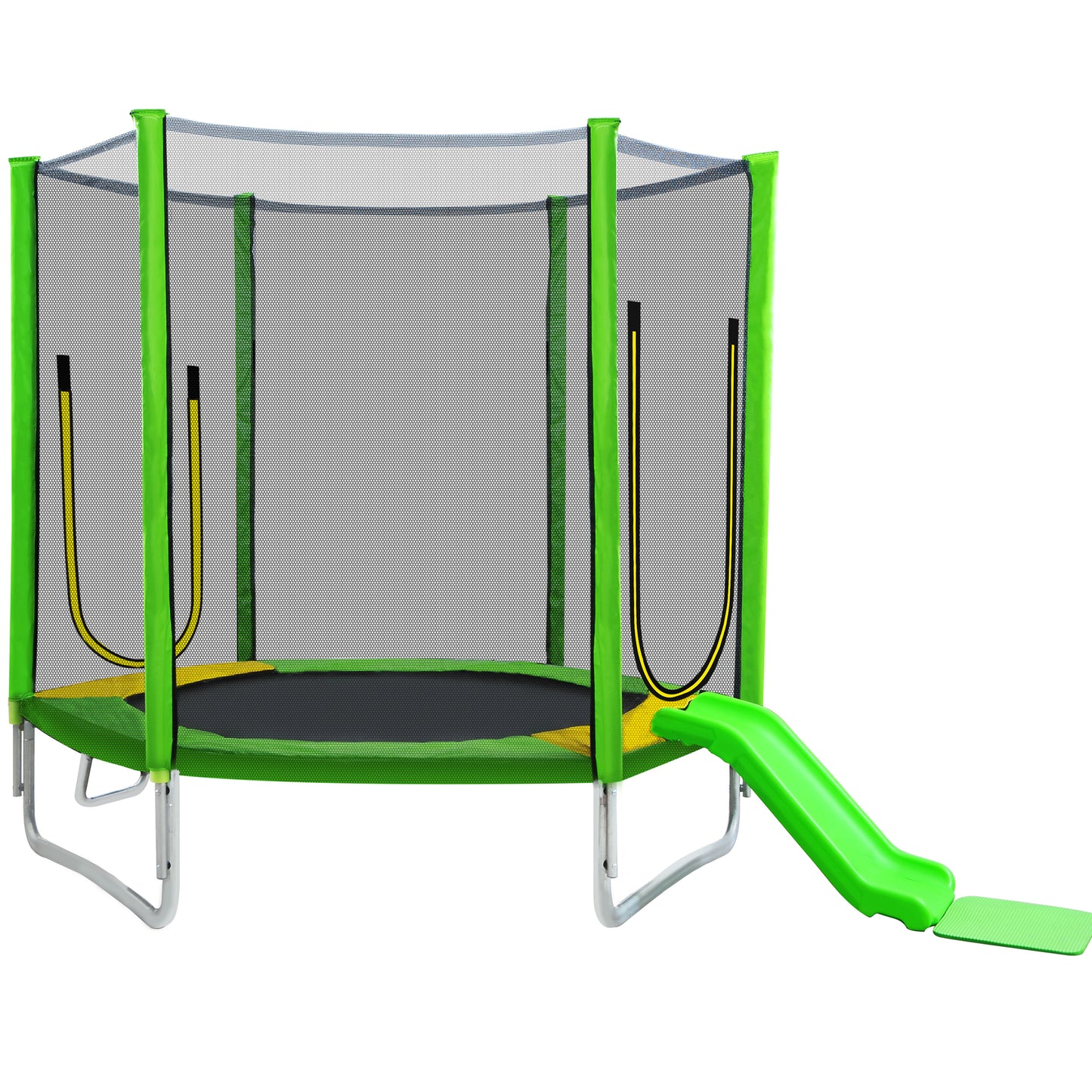 7FT Trampoline for Kids with Safety Enclosure Net, Slide and Ladder, Easy Assembly Round Outdoor Recreational Trampoline