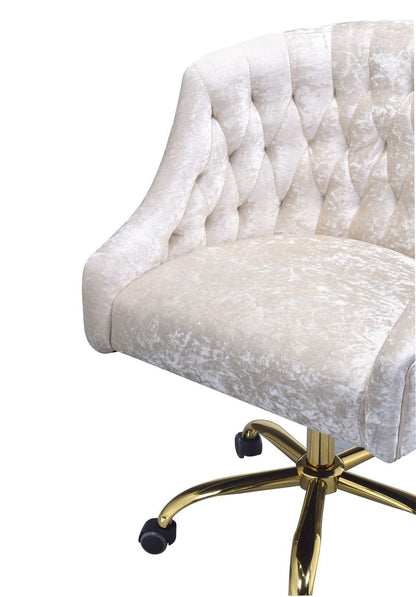 ACME Levian Office Chair in Vintage Cream Velvet & Gold 92517