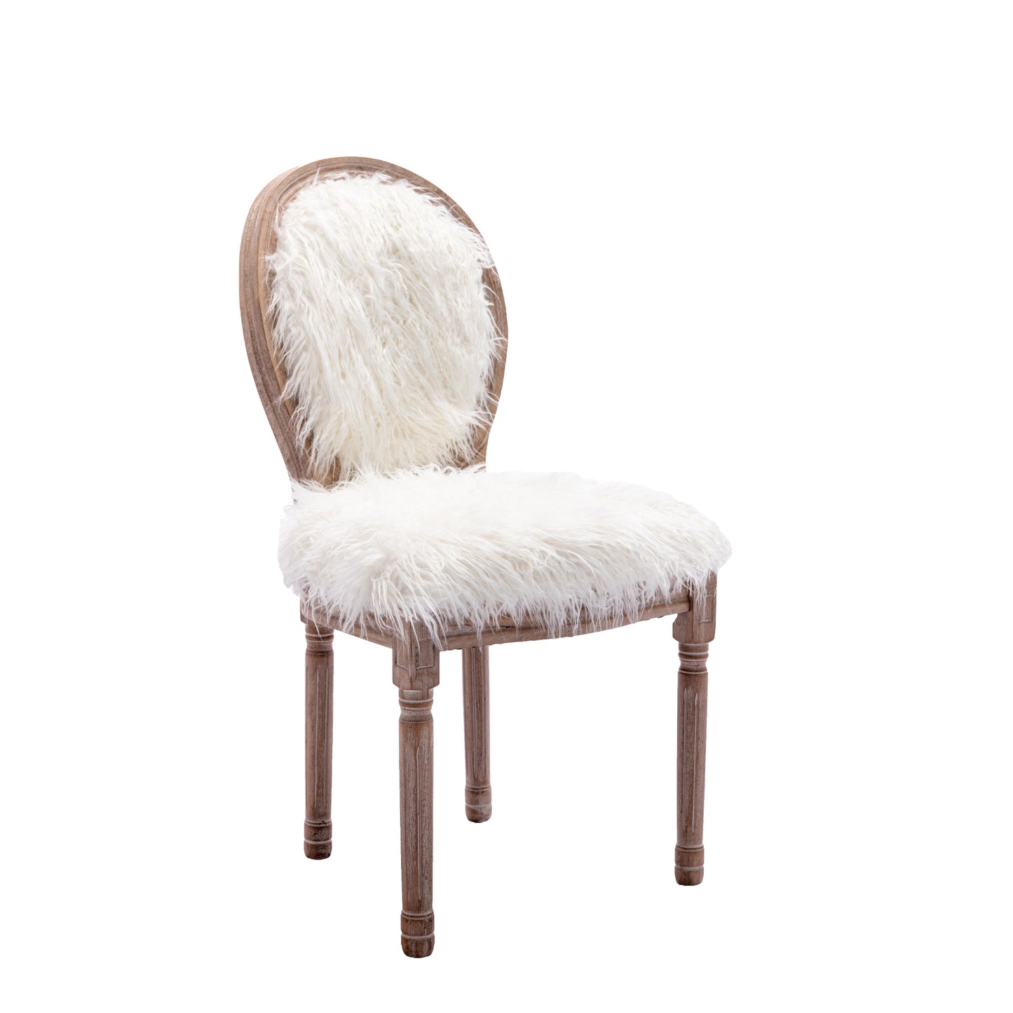 HengMing Faux Fur  French Dining  Chair with rubber legs,Set of 2