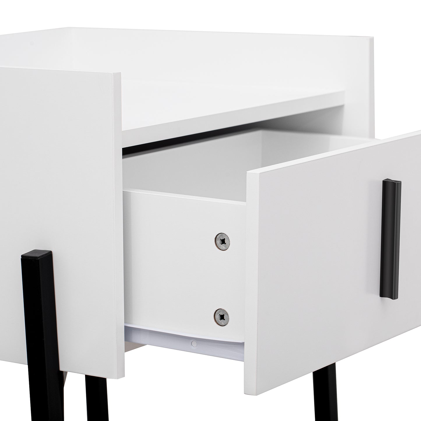 Nightstand with Drawer ,Storage Bedside Table with USB Charging Ports- White