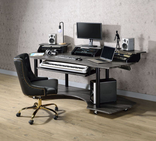 ACME Eleazar Computer Desk, Black Oak 92895