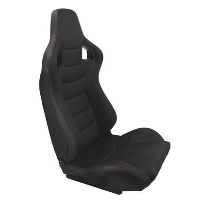 RACING SEAT  ALL BLACK SIMULATOR LEATHER WITH DOUBLE SLIDER 2PCS