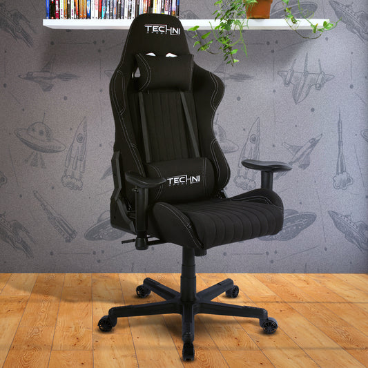 Techni Sport TS-F44 Fabric Ergonomic High Back Racer Style PC Gaming Chair, Black