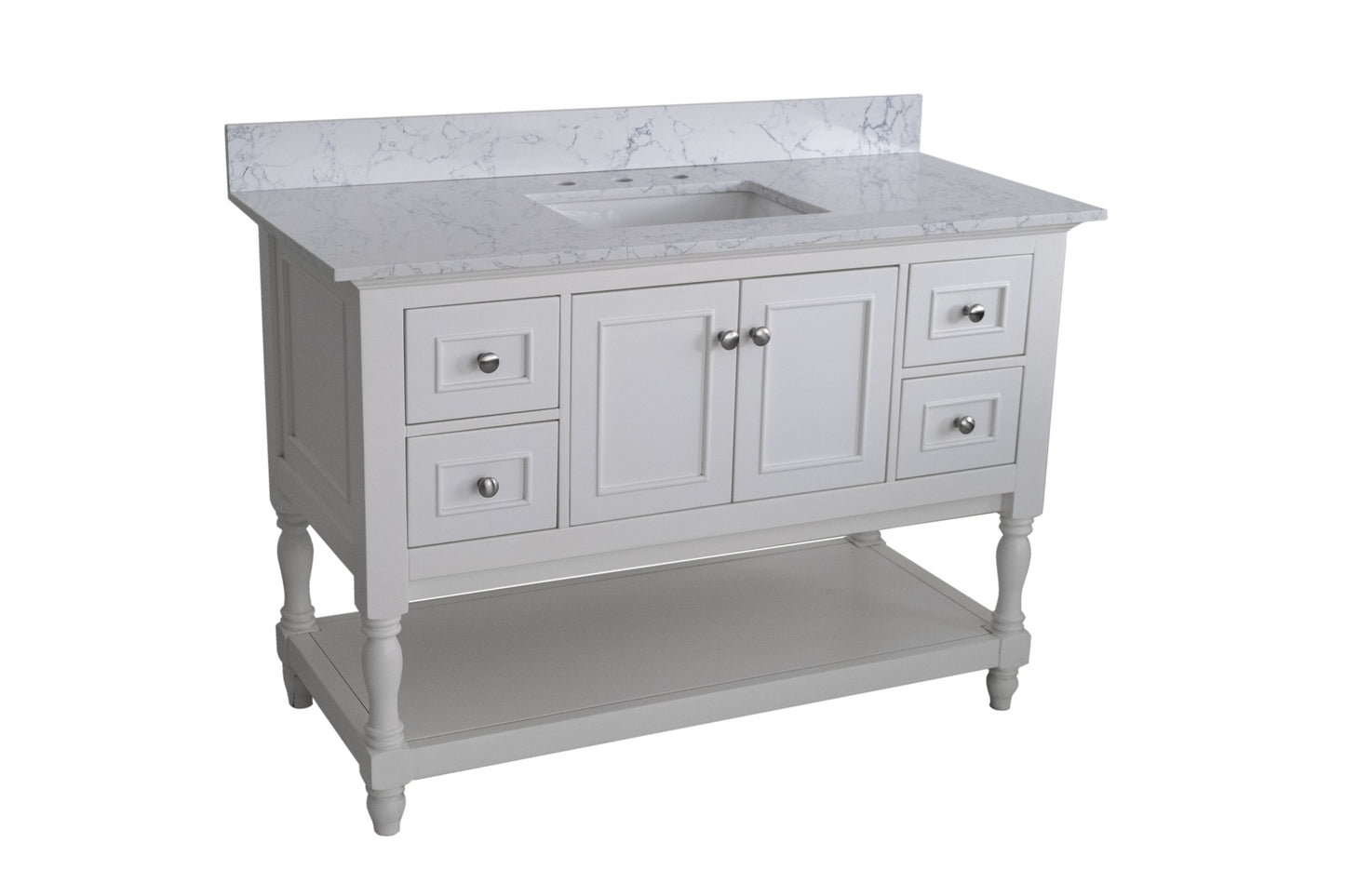 Montary 43"x 22" bathroom stone vanity top carrara jade  engineered marble color with undermount ceramic sink and 3 faucet hole with backsplash