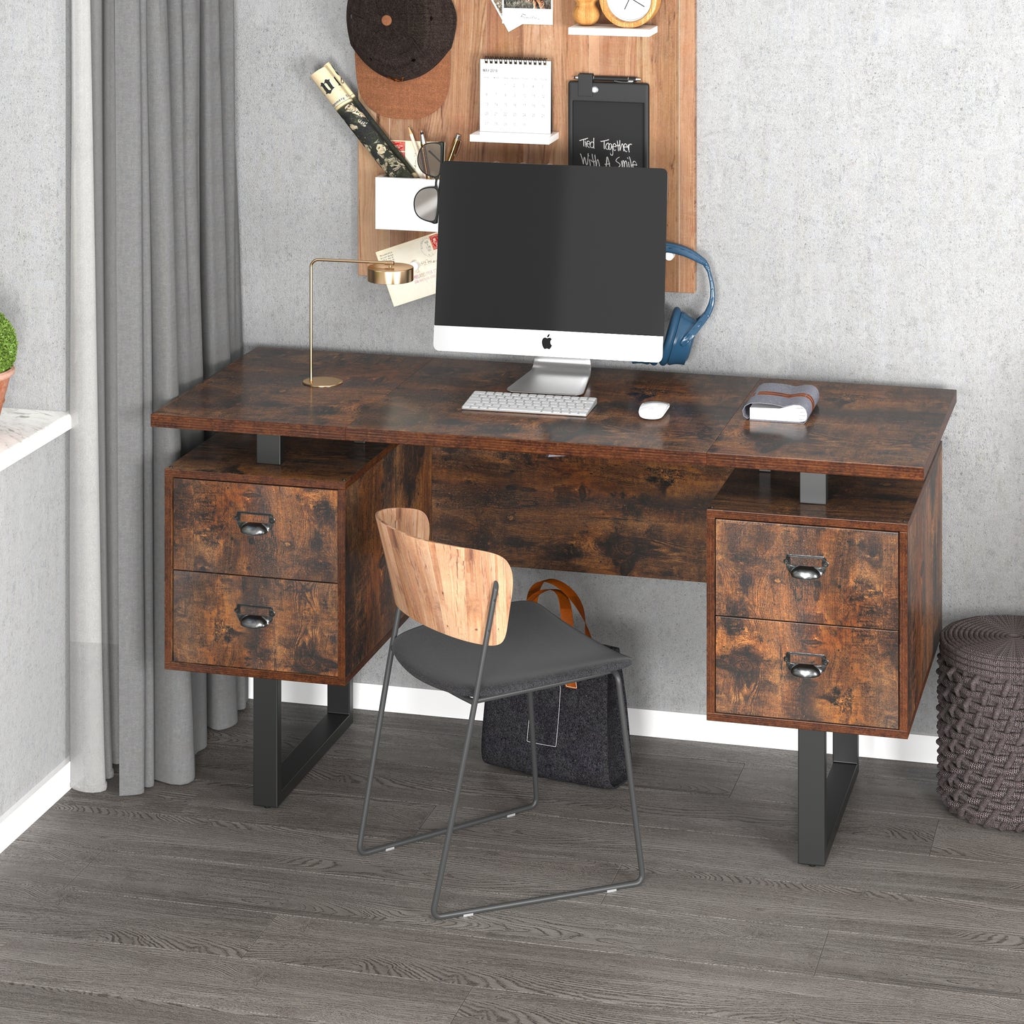 Home Office Computer Desk with 4 drawers