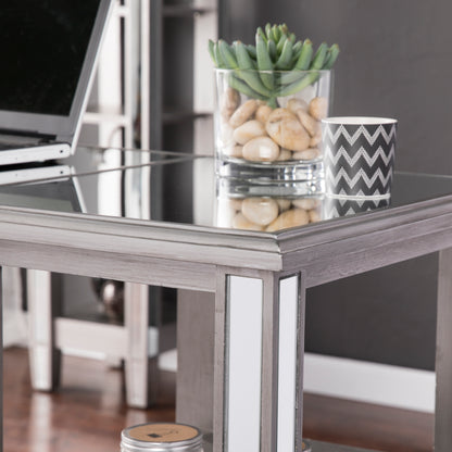 Wedlyn Mirrored Desk - Glam Style - Brushed Matte Silver w/ Mirror