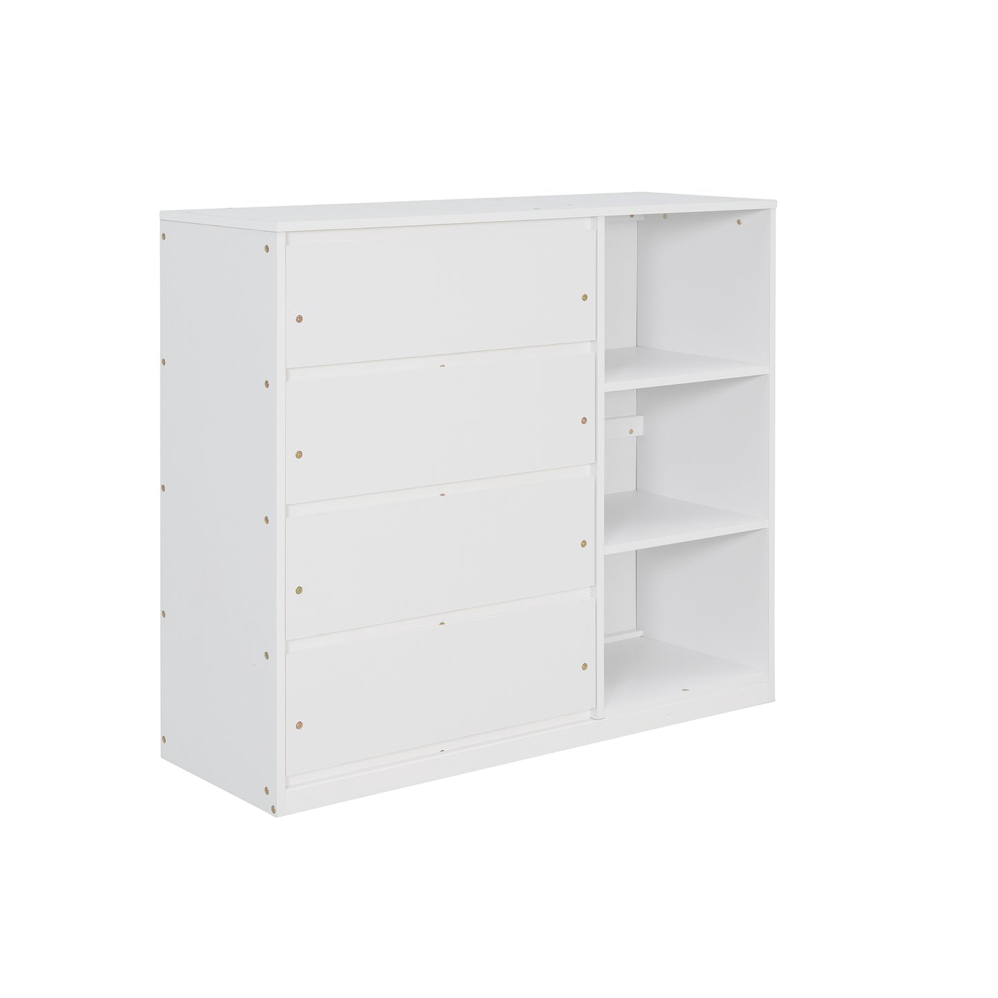 Twin over Twin Bunk Bed with 4 Drawers and 3 Shelves-White（OLD SKU: LP000067AAK）