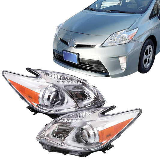 LEAVAN Headlight Headlamp LH & RH Pair Driver & Passenger Set Halogen for 2012-2015 Toyota Prius