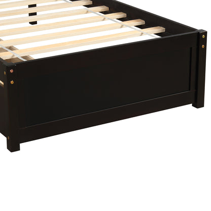 Twin Platform Storage Bed Wood Bed Frame with Two Drawers and Headboard, Espresso（Previous SKU: SF000062PAA）