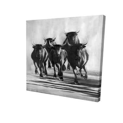 Group of bulls at galops - 32x32 Print on canvas