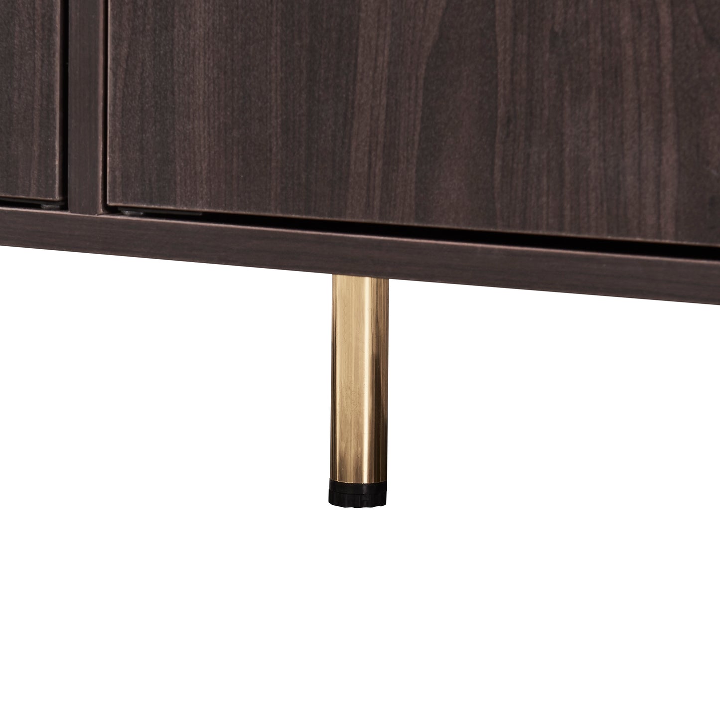 TREXM 58” L Sideboard with Gold Metal Legs and Handles Sufficient Storage Space Magnetic Suction Doors (Espresso)