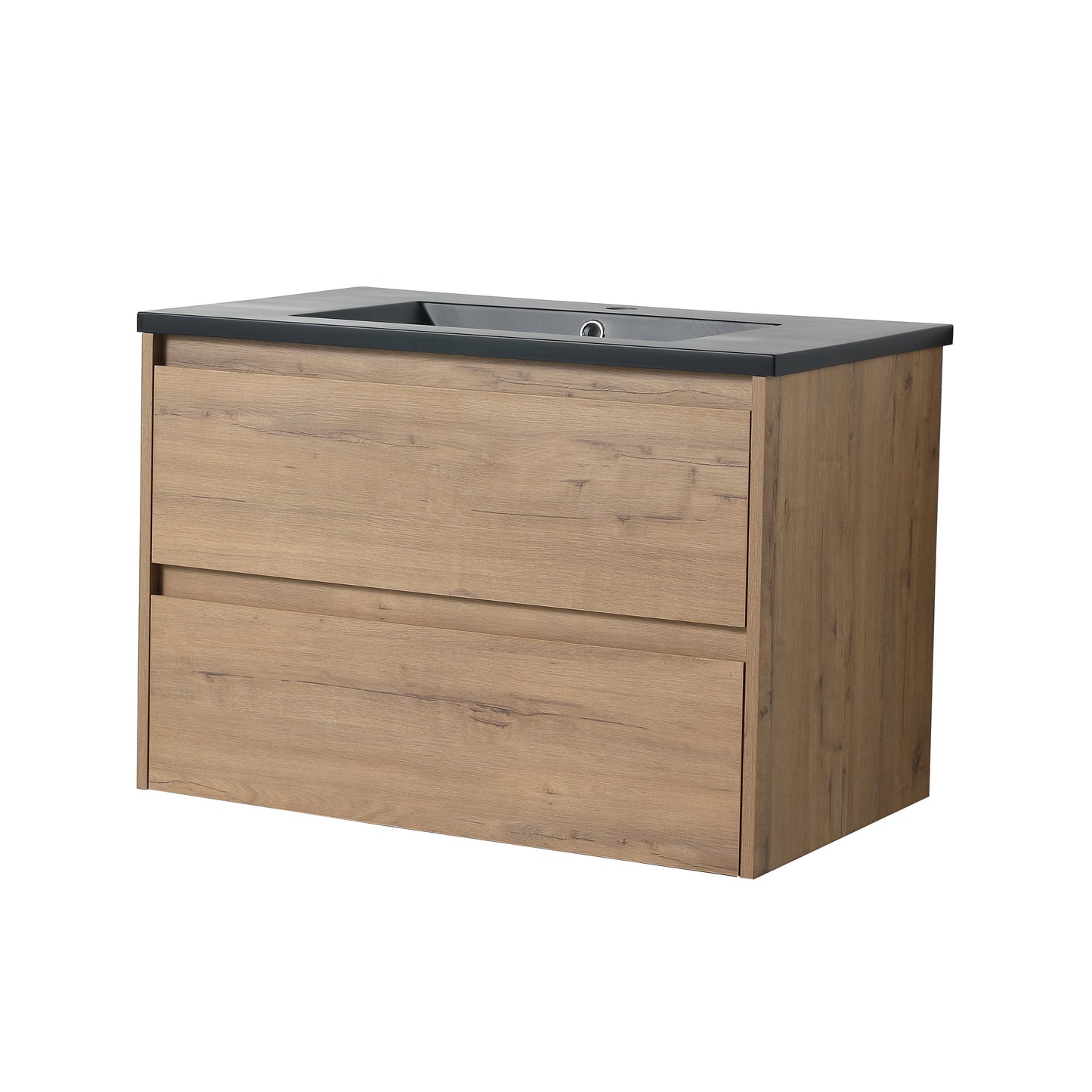 Modern Floating Bathroom Vanity 30 Inch,With Black Resin Basin,30x18