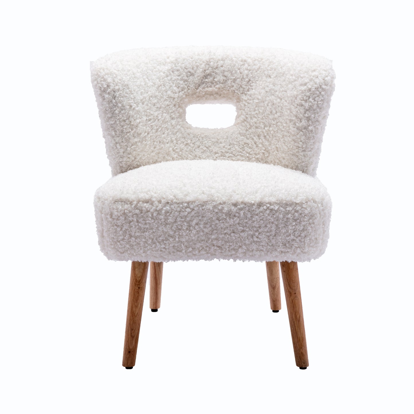 HengMing Accent Chair Lambskin Sherpa Upholstery Open Back Chair for Living Room Bedroom/White