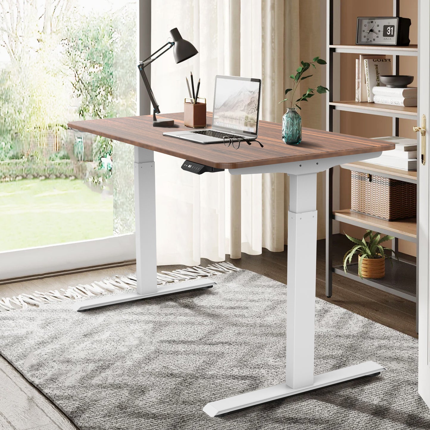 "Electric Standing Desk  with Dual Motor Height Adjustable Sit Stand Desk Computer Workstation with USB Charge
"	
，White