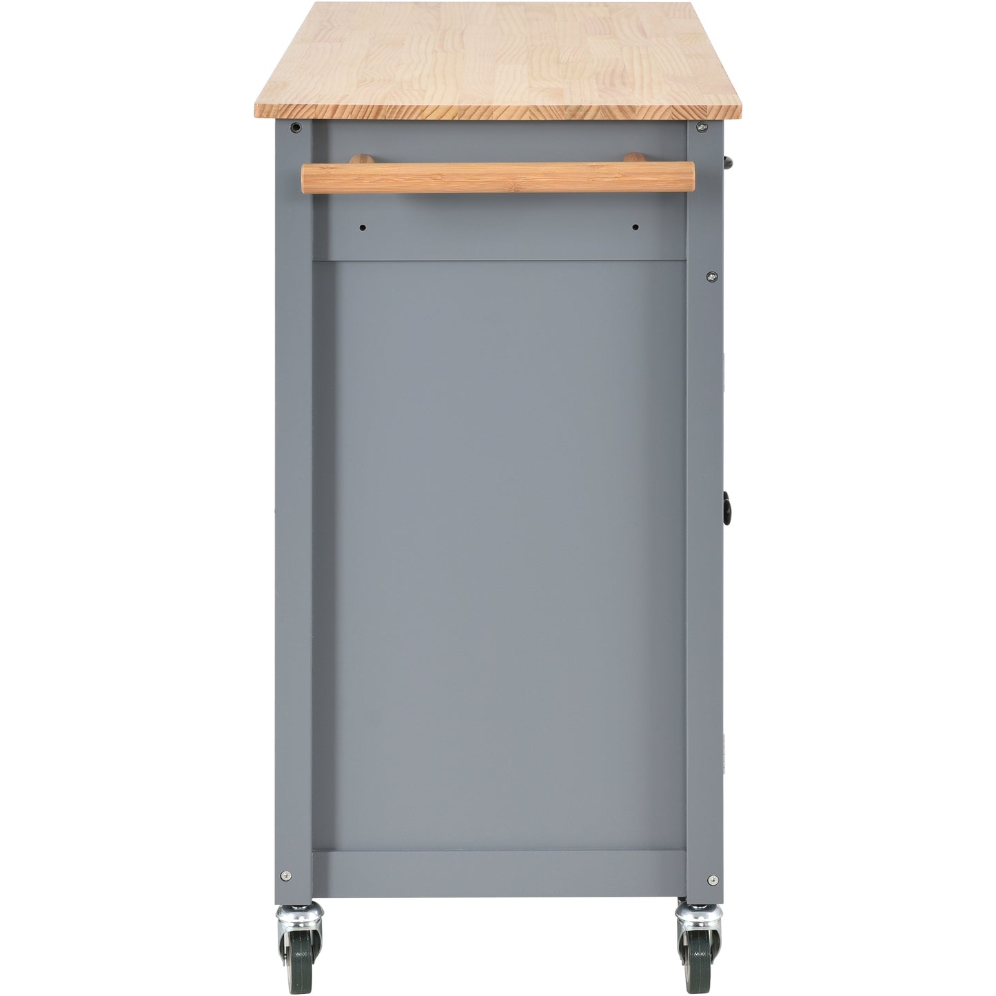 Kitchen Island Cart with Solid Wood Top and Locking Wheels，54.3 Inch Width，4 Door Cabinet and Two Drawers，Spice Rack, Towel Rack （Grey Blue）