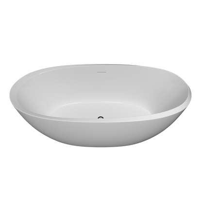 59" Acrylic Free Standing Tub - Classic Oval Shape Soaking Tub, Adjustable Freestanding Bathtub with Integrated Slotted Overflow and Chrome Pop-up Drain Anti-clogging Gloss White