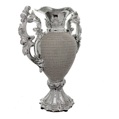 Ambrose Chrome Plated Crystal Embellished Ceramic Vase