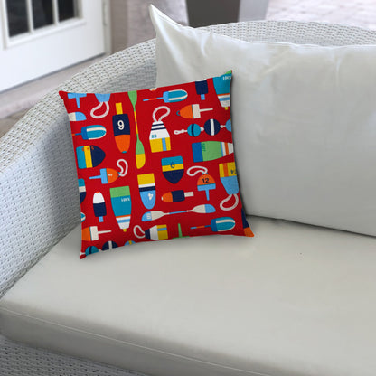 BUOY Red Indoor/Outdoor Pillow - Sewn Closure