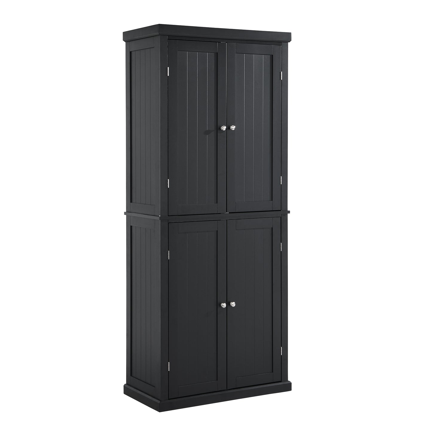 TOPMAX Freestanding Tall Kitchen Pantry, 72.4" Minimalist Kitchen Storage Cabinet Organizer with 4 Doors and Adjustable Shelves, Black