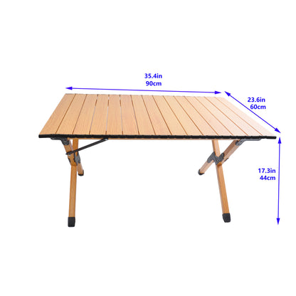 Portable picnic table, rollable aluminum alloy table top, with folding solid X-shaped frame, and handbag  ZB1002MW