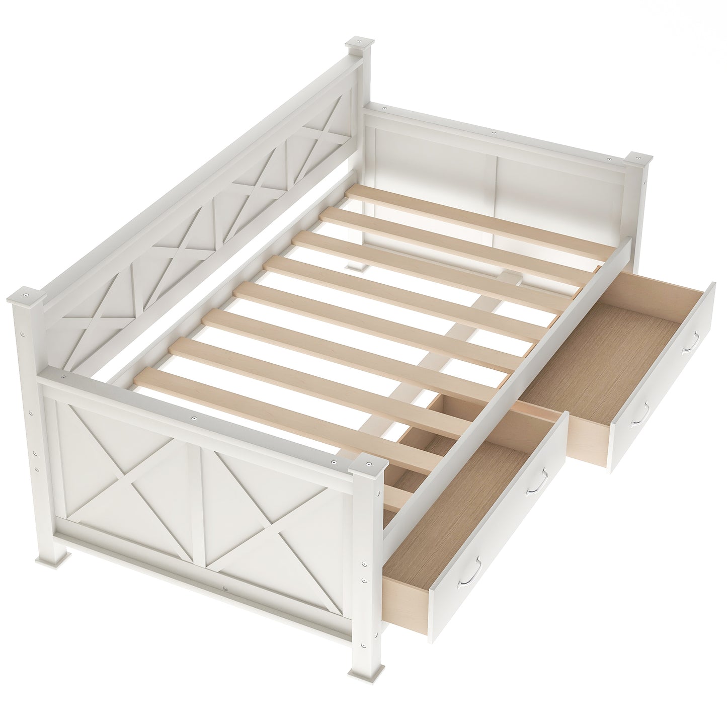 Twin  Size Wooden Modern and Rustic Casual Style Daybed, Cream White(New)