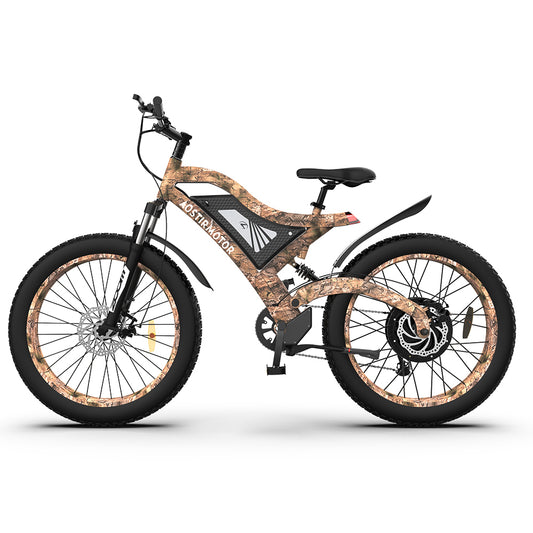 AOSTIRMOTOR S18-1500W 26" 1500W Electric Bike Fat Tire 48V 15AH Removable Lithium Battery Mountain Bicycle Shimanos Bicycle Full Suspension MTB Bikes for Adults