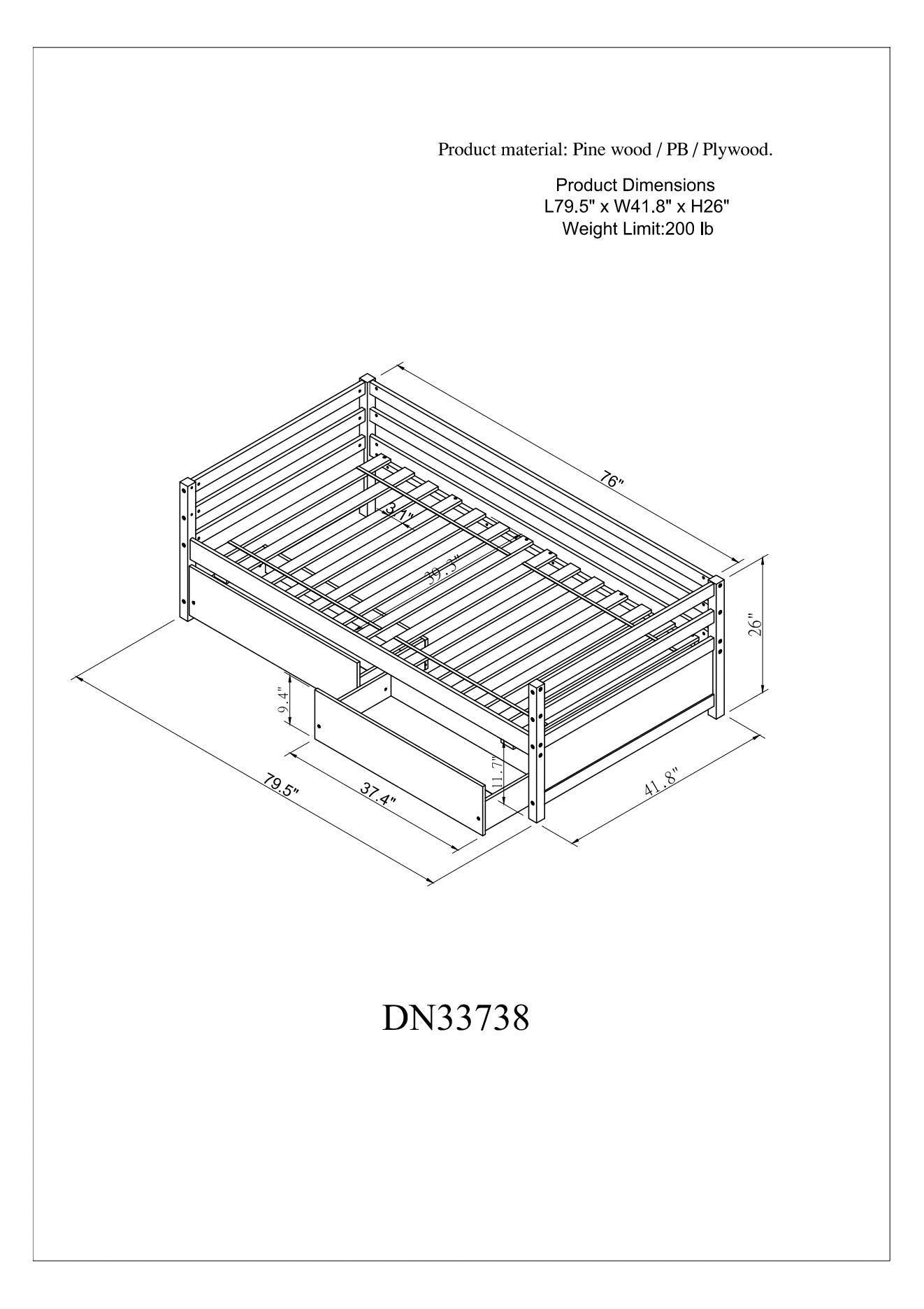 Daybed with two Storage Drawers ,White