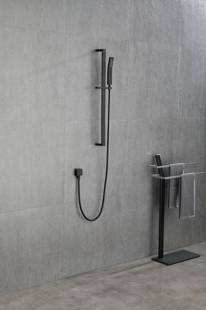 Pressure Balanced Shower System with Shower Head, Hand Shower, Slide Bar, Shower Arm, Hose, and Valve Trim