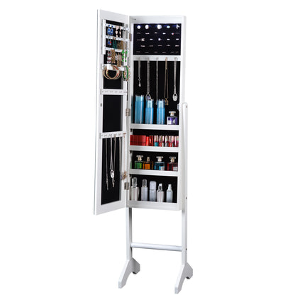 Full Mirror Fashion Simple Jewelry Storage Cabinet  With Led Light  Can Be Hung On The Door Or Wall