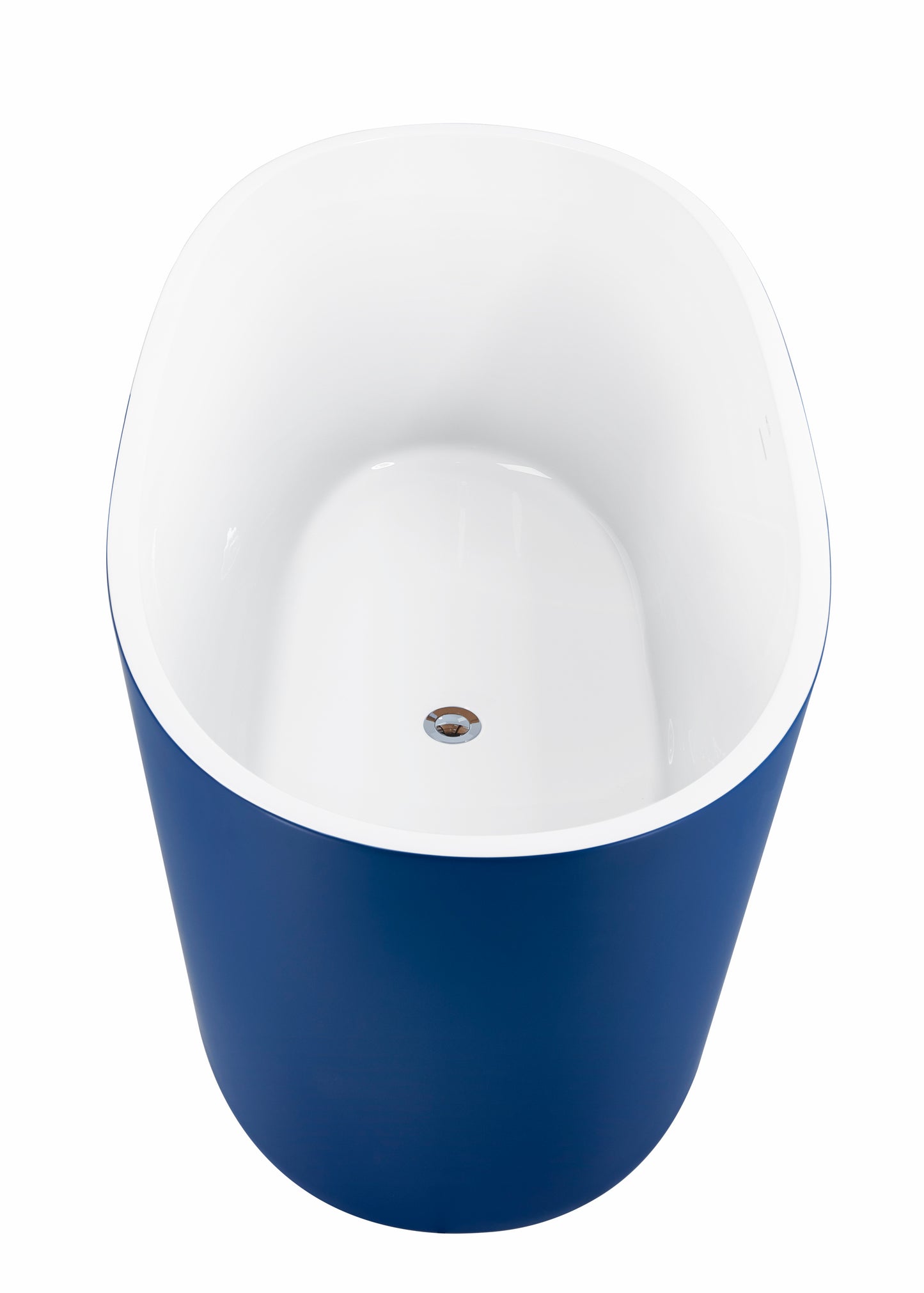 63" 100% Acrylic Freestanding Bathtub，Contemporary Soaking Tub，white inside and blue outside