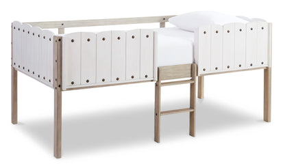 Ashley Wrenalyn Brown+White Contemporary Twin Loft Bed Frame B081-162