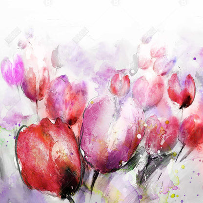 Abstract blurry tulips - 32x32 Print on canvas