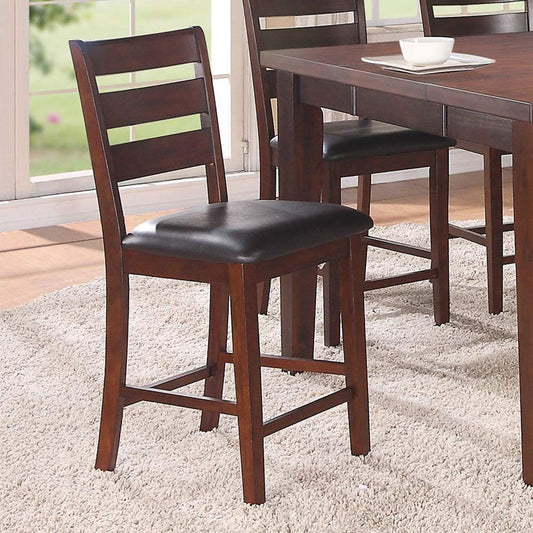 Set of 2 Chairs Dining Room Furniture Antique walnut Wood Finish Cushioned Solid wood Counter Height Chairs Faux Leather Cushion