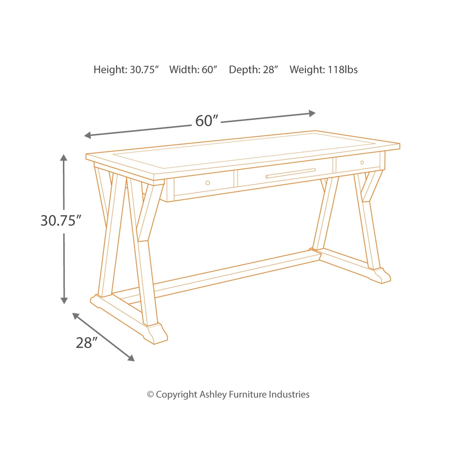 Ashley Luxenford 60" Casual Home Office Desk H741-44