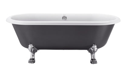 67" 100% Acrylic Freestanding Bathtub，Contemporary Soaking Tub，white inside and gray outside