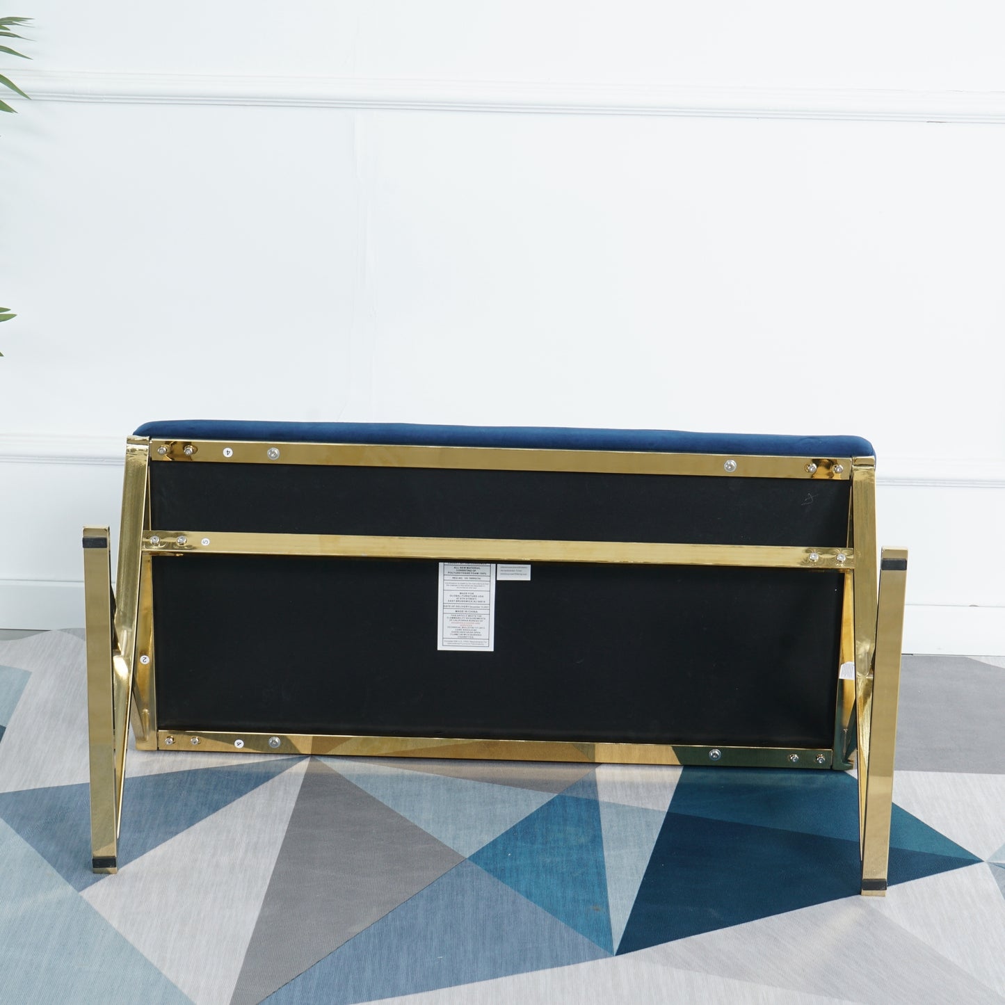 blue velvet fabric Morden bench