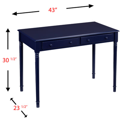 Janice Farmhouse 2-Drawer Writing Desk - Navy