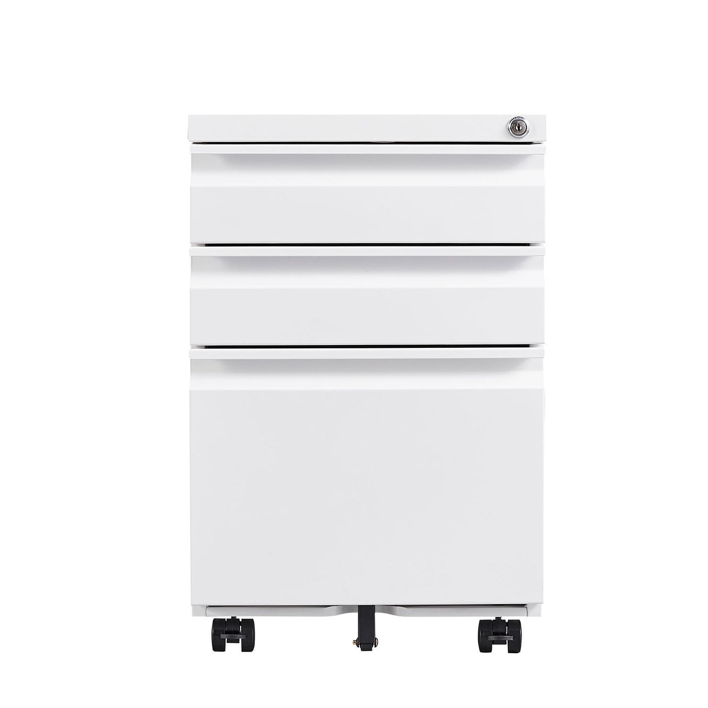 3 Drawer Mobile Locking File Cabinet, Rolling Filing Cabinet for Letter/A4 Size With 5 Wheels,WHITE