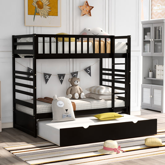 Orisfur. Twin Bunk Beds for Kids with Safety Rail and Movable Trundle bed