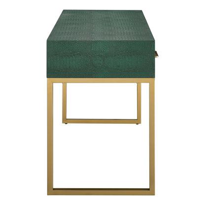 Carabelle Emerald and Gold Writing Desk w/ Drawers