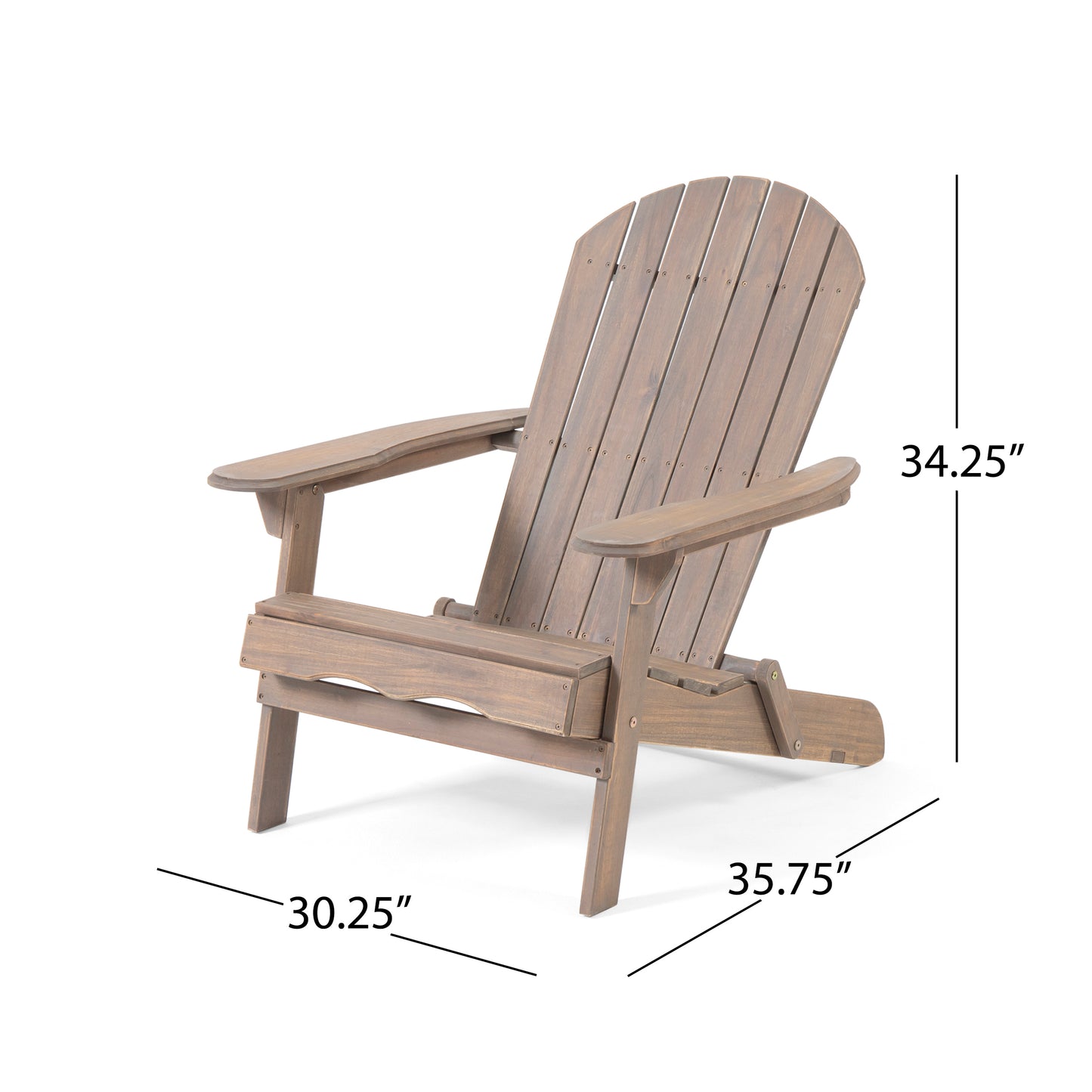 Milan Outdoor Acacia Folding Gray Adirondack Chair