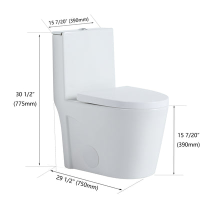 Ceramic One Piece Toilet 30 Inch Length With Soft Close Seat-G-lemon SKU:BTC2173MOWH