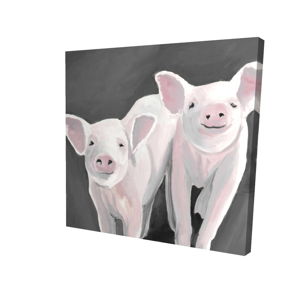 Two little piglets - 12x12 Print on canvas