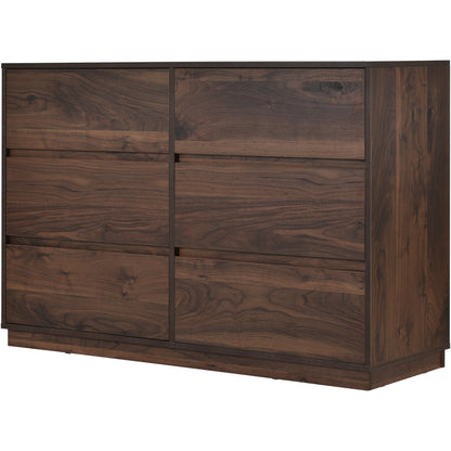 Mid-Century Modern 6 Drawers Dresser, Dark Brown